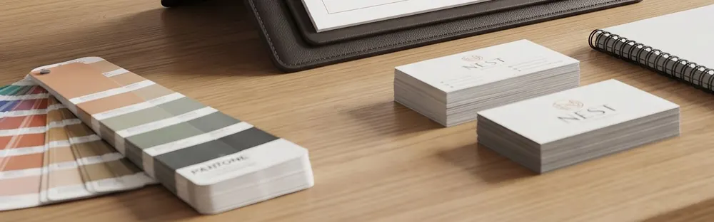 Biglietti da visita, quaderno e mazzetta colori Pantone